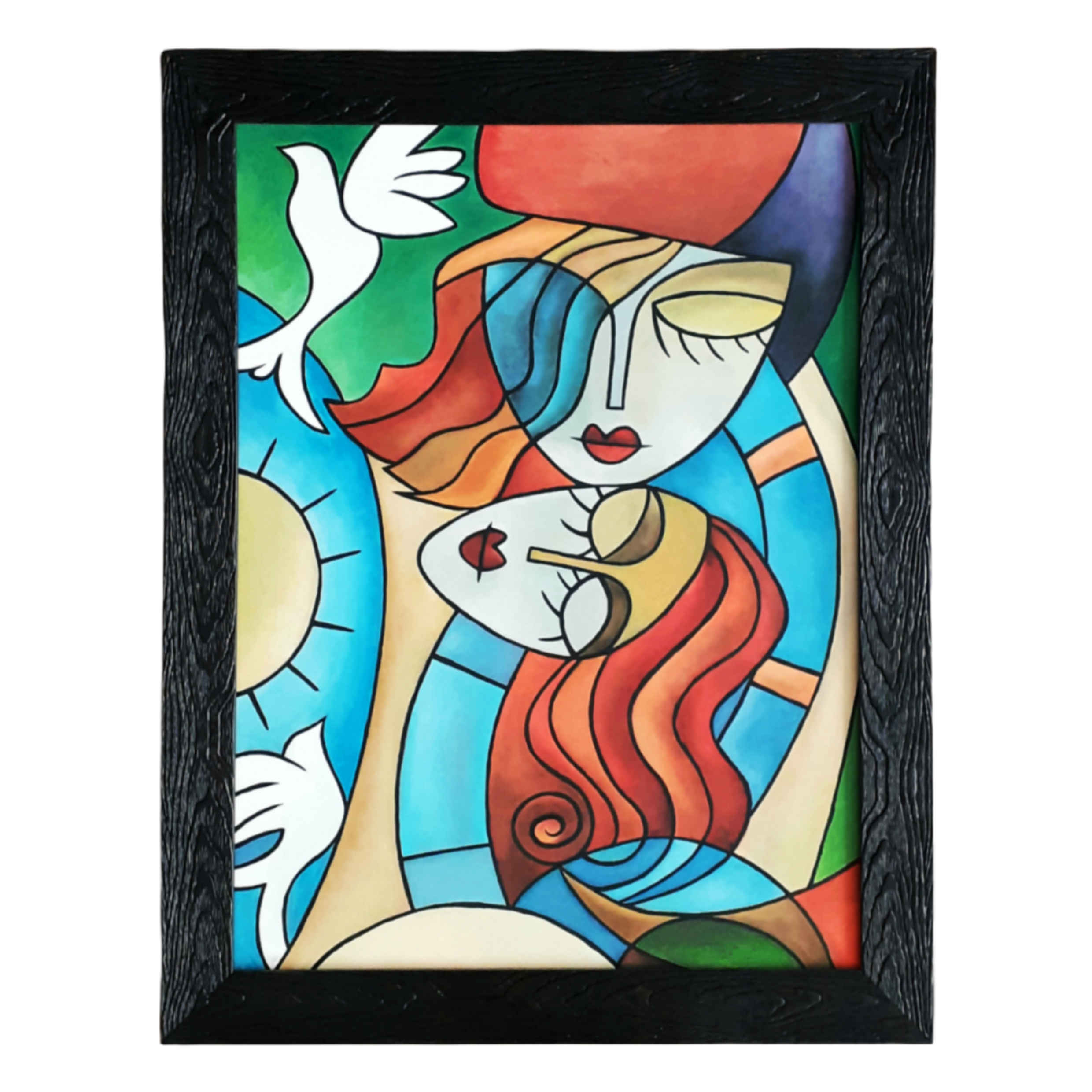 لوحة فنية جدارية بأسلوب التكعيبية – مناسبة للتصاميم الحديثة والبسيطة