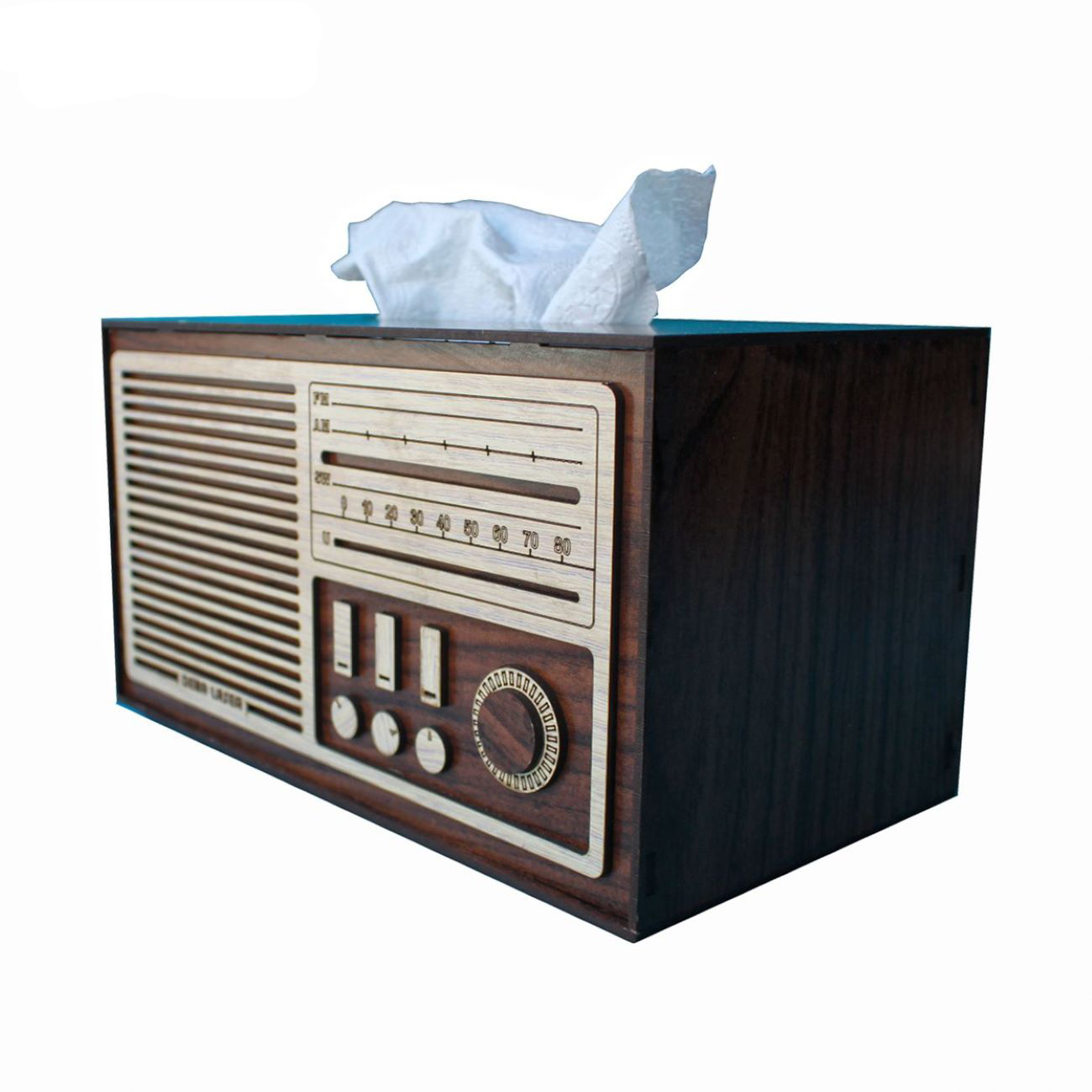Decorative Tissue Box with Radio Shape - Nostalgic & Fun Design