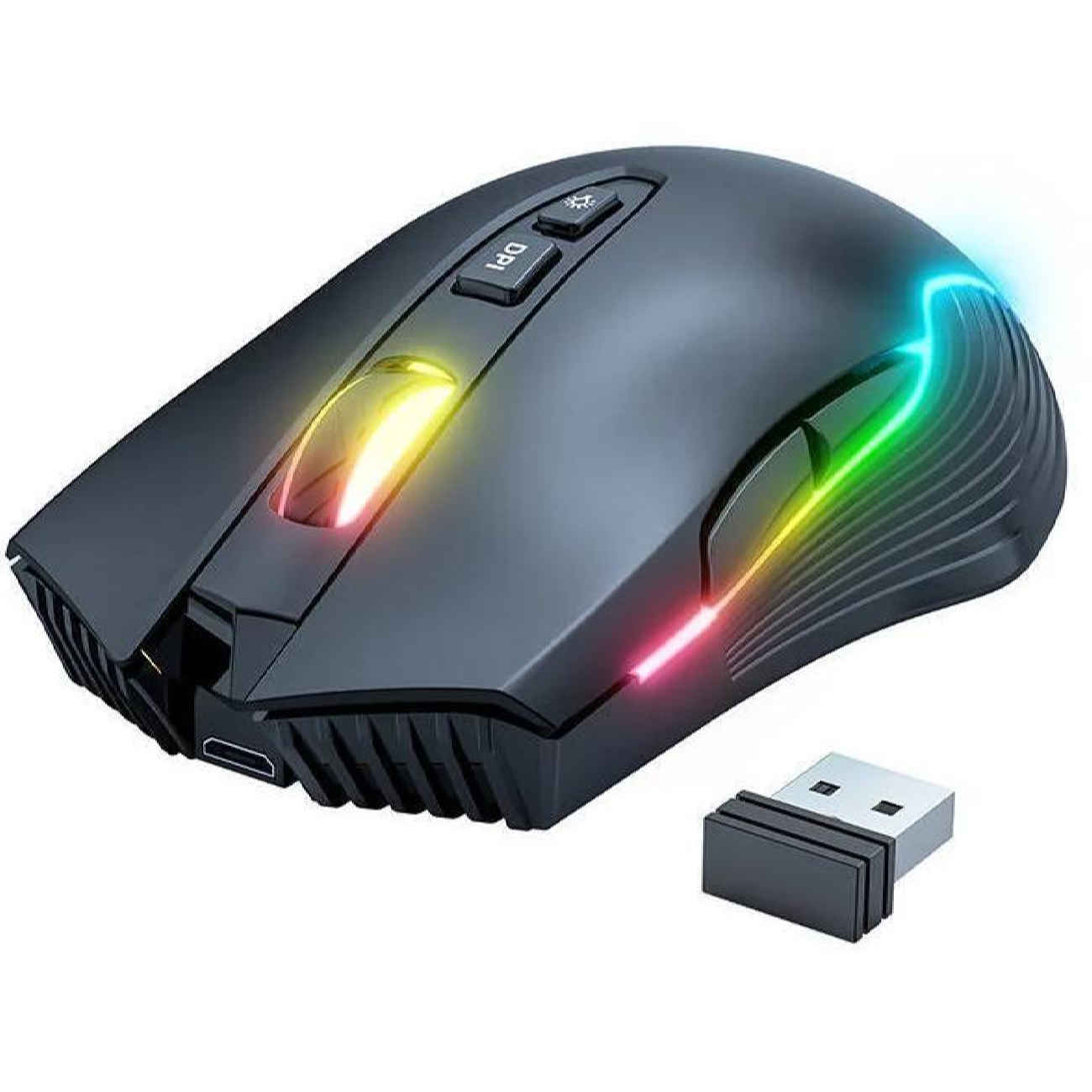 فأرة ألعاب لاسلكية – 6 أزرار، مستشعر بصري، 3600 DPI، 2.4 جيجاهرتز، دونجل USB