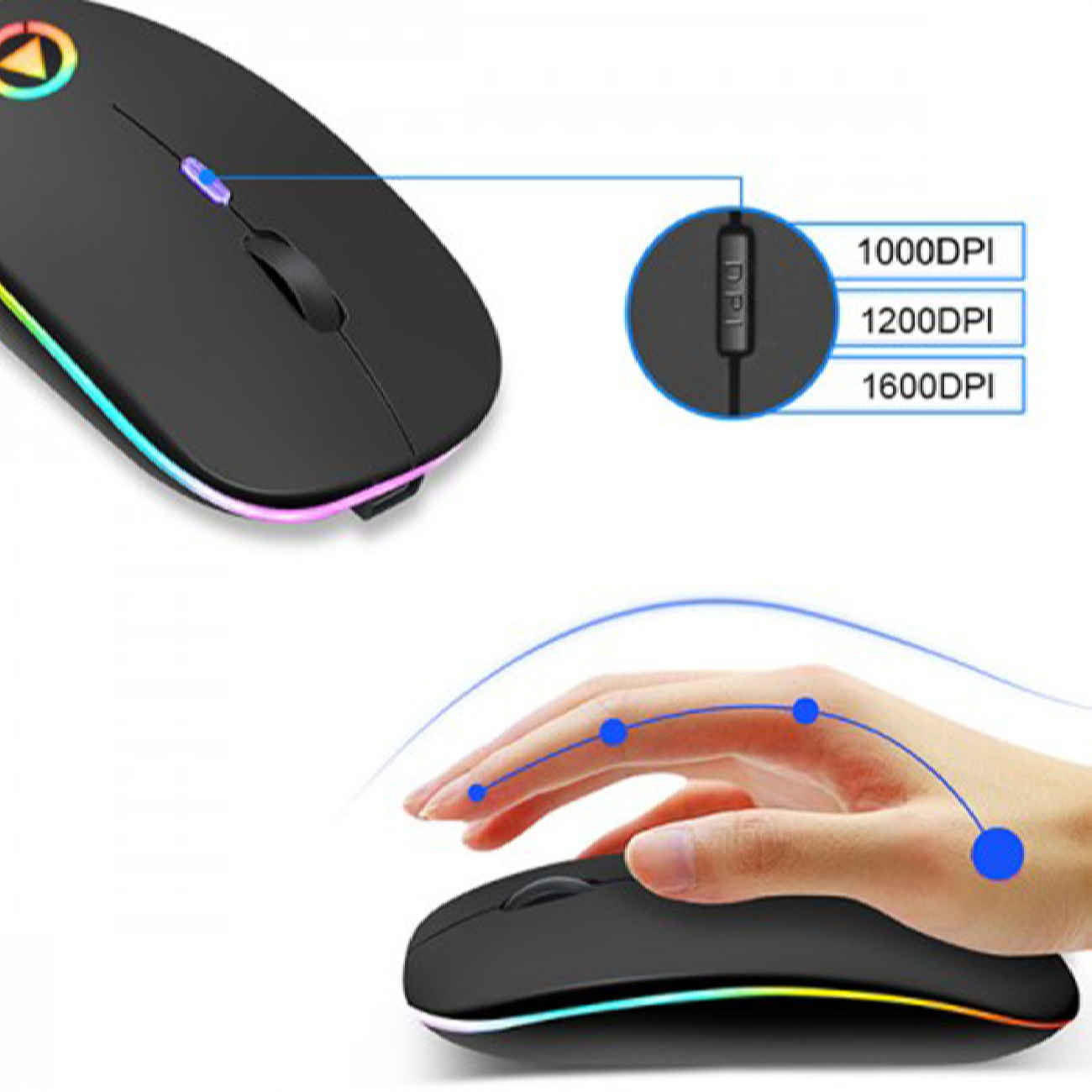 فأرة ألعاب لاسلكية من لوجيتيك – 4 أزرار، إضاءة RGB، نقرات صامتة، دونجل USB، مستشعر بصري