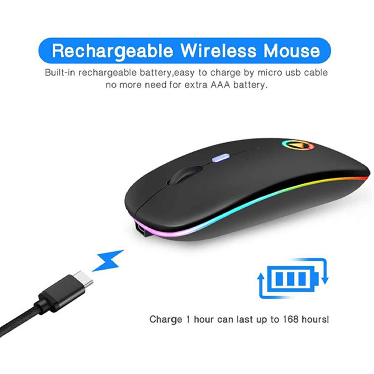 فأرة ألعاب لاسلكية من لوجيتيك – 4 أزرار، إضاءة RGB، نقرات صامتة، دونجل USB، مستشعر بصري