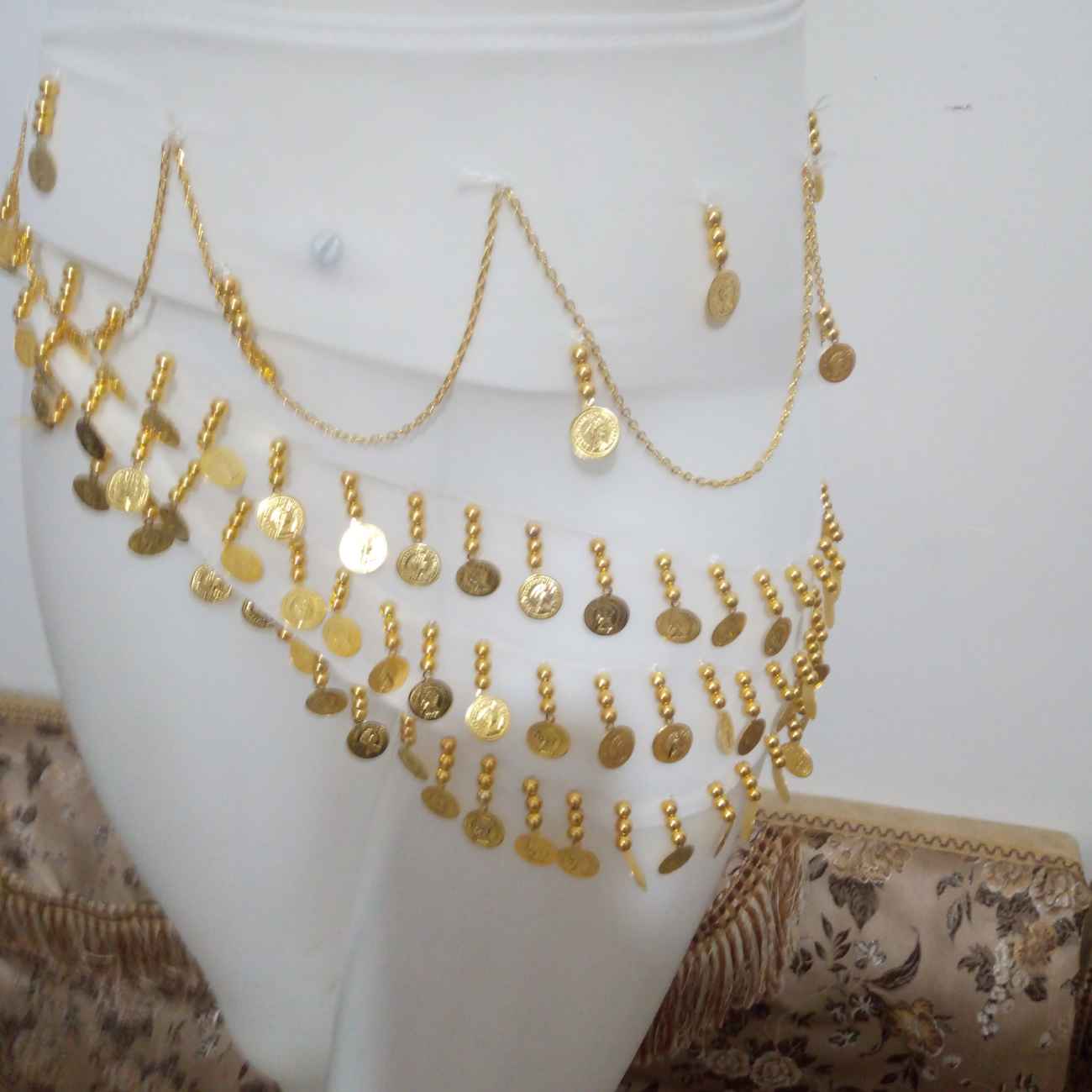 وشاح شرائط ذهبية للنساء – شال حوض مناسب للرقص العربي