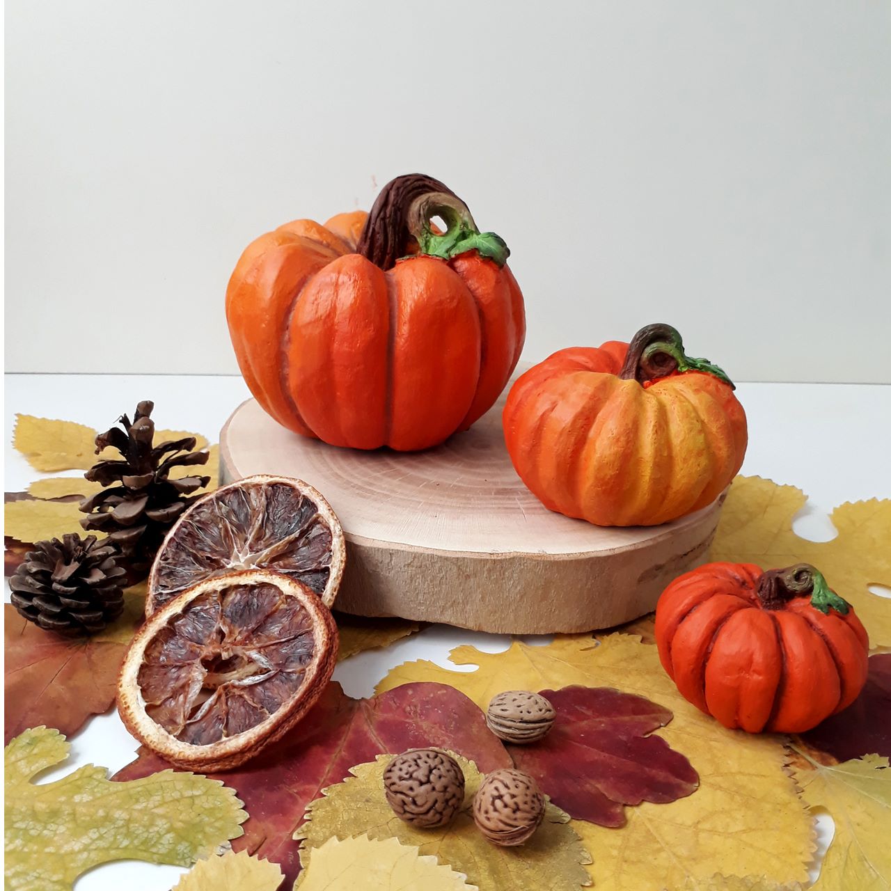 Polyester Pumpkin Figurine – Suitable for Halloween and Yalda, (Set of 3)
