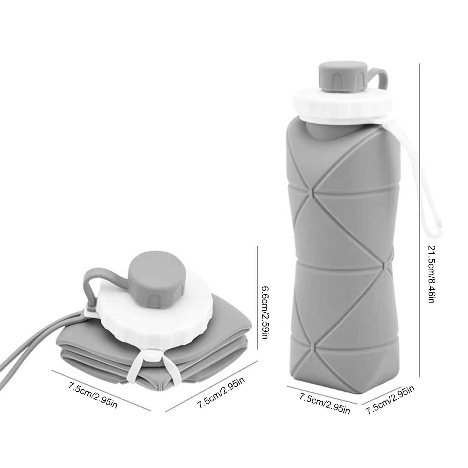 Thumbnail 4: زجاجة مياه سيليكون قابلة للطي بسعة 0.6 لتر – تصميم محمول وموفر للمساحة