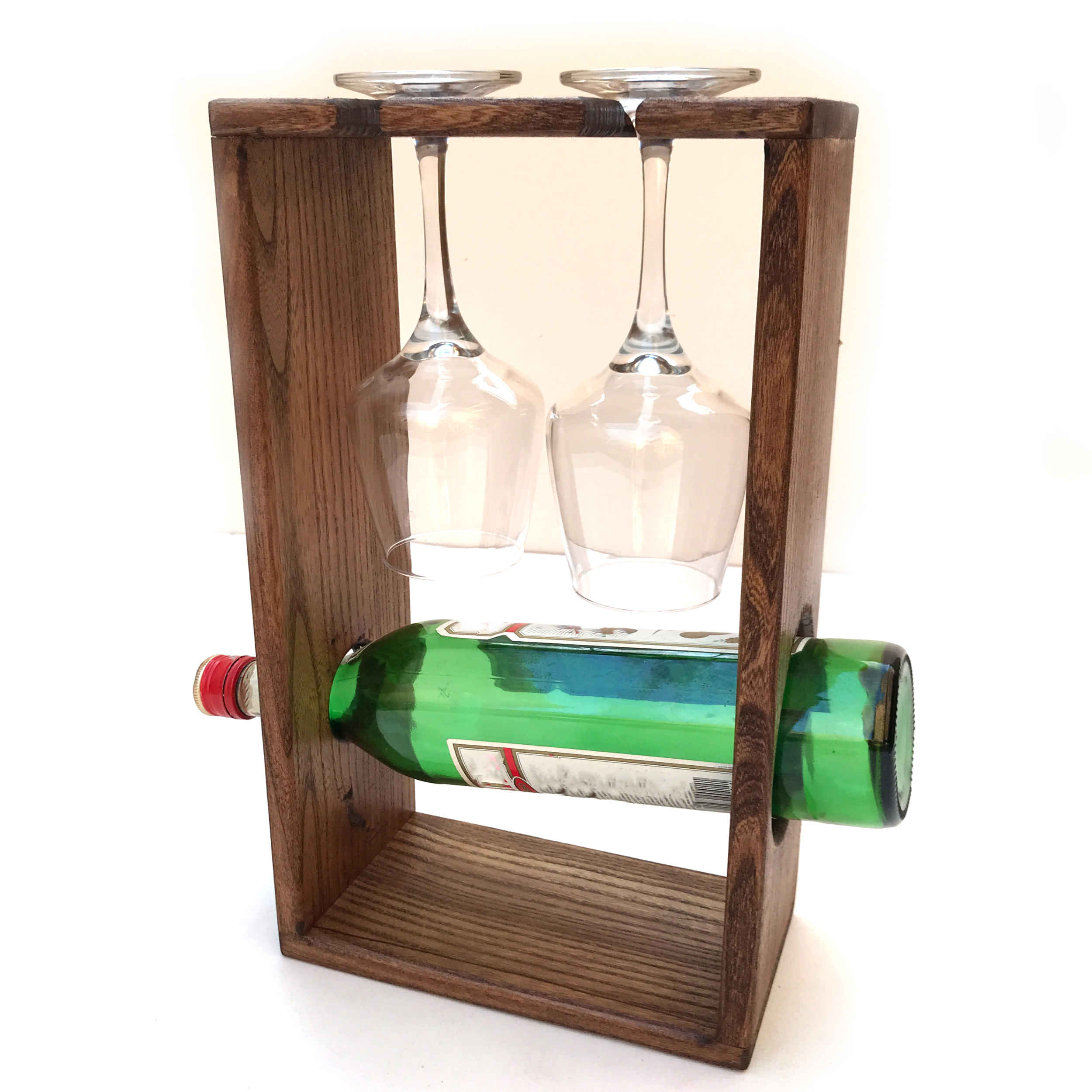 Thumbnail 3: رف زجاجات خشبي متعدد الاستخدامات لتنظيم الأسطح والمخزن