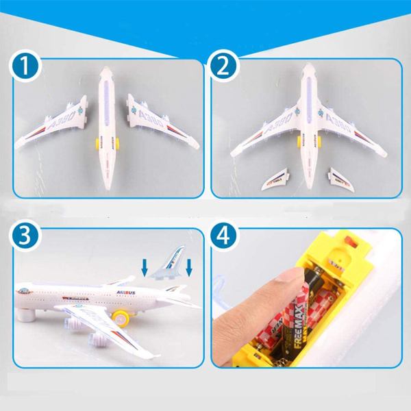 طائرة لعبة Airbus A390 مضيئة – تتحرك للأمام مع تغيير تلقائي للاتجاه وأصوات المحرك