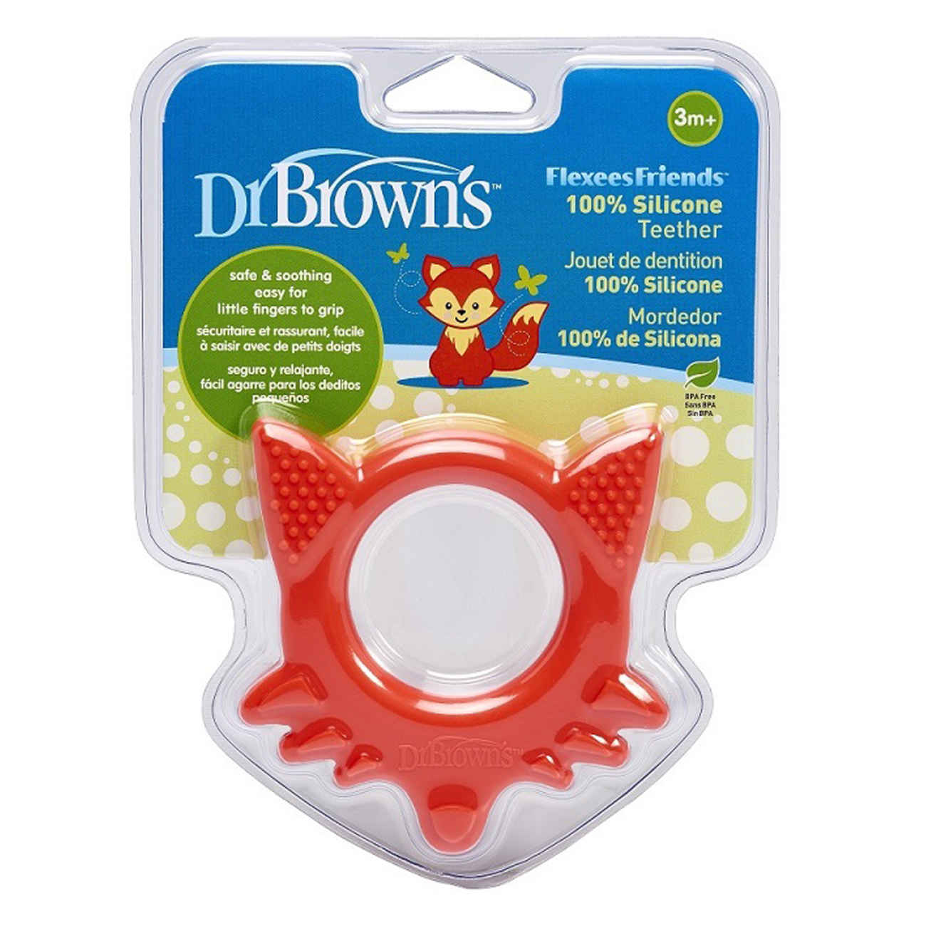لعبة عض سائلة Dr. Brown’s بشكل ثعلب برتقالي – سيليكون ناعم