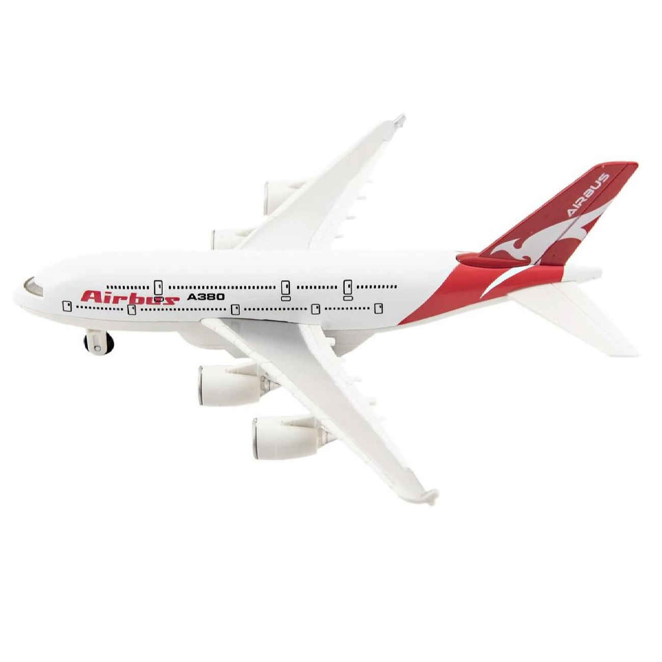 طائرة لعبة موسيقية LED Airbus A380 – مضيئة مع مؤثرات صوتية، نموذج واقعي بمقياس 1/270