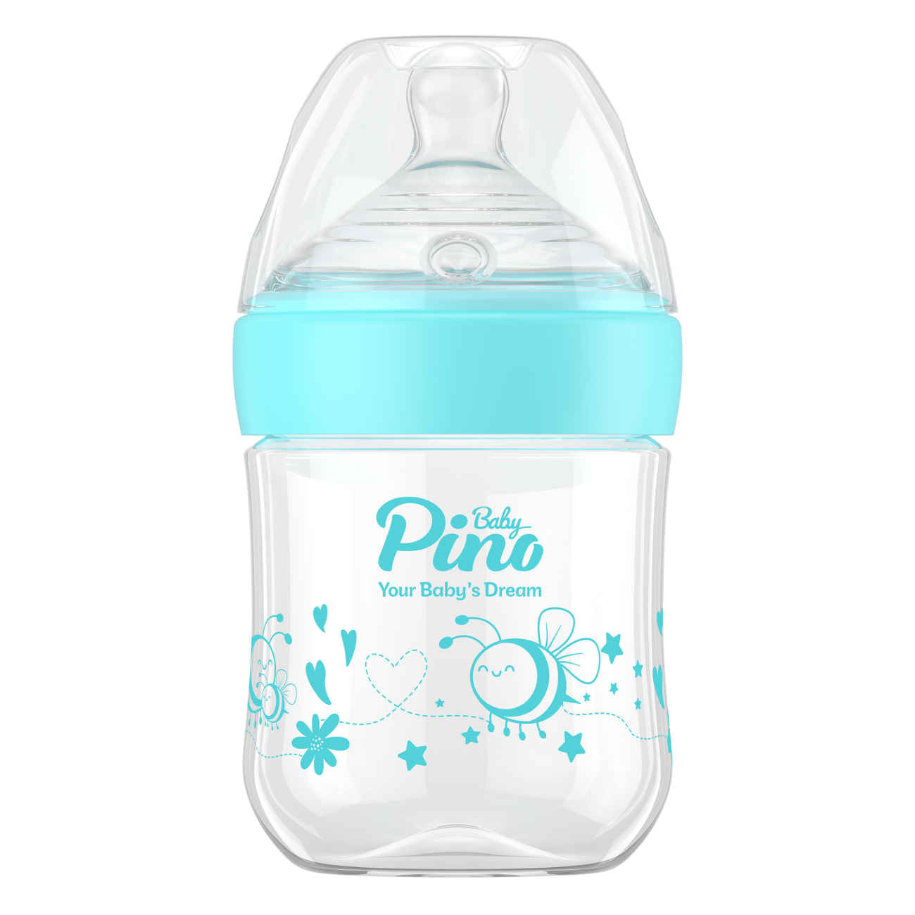رضاعة أطفال Pino – بقبضة مريحة وتصميم نحلة زرقاء لطيف، 150 مل