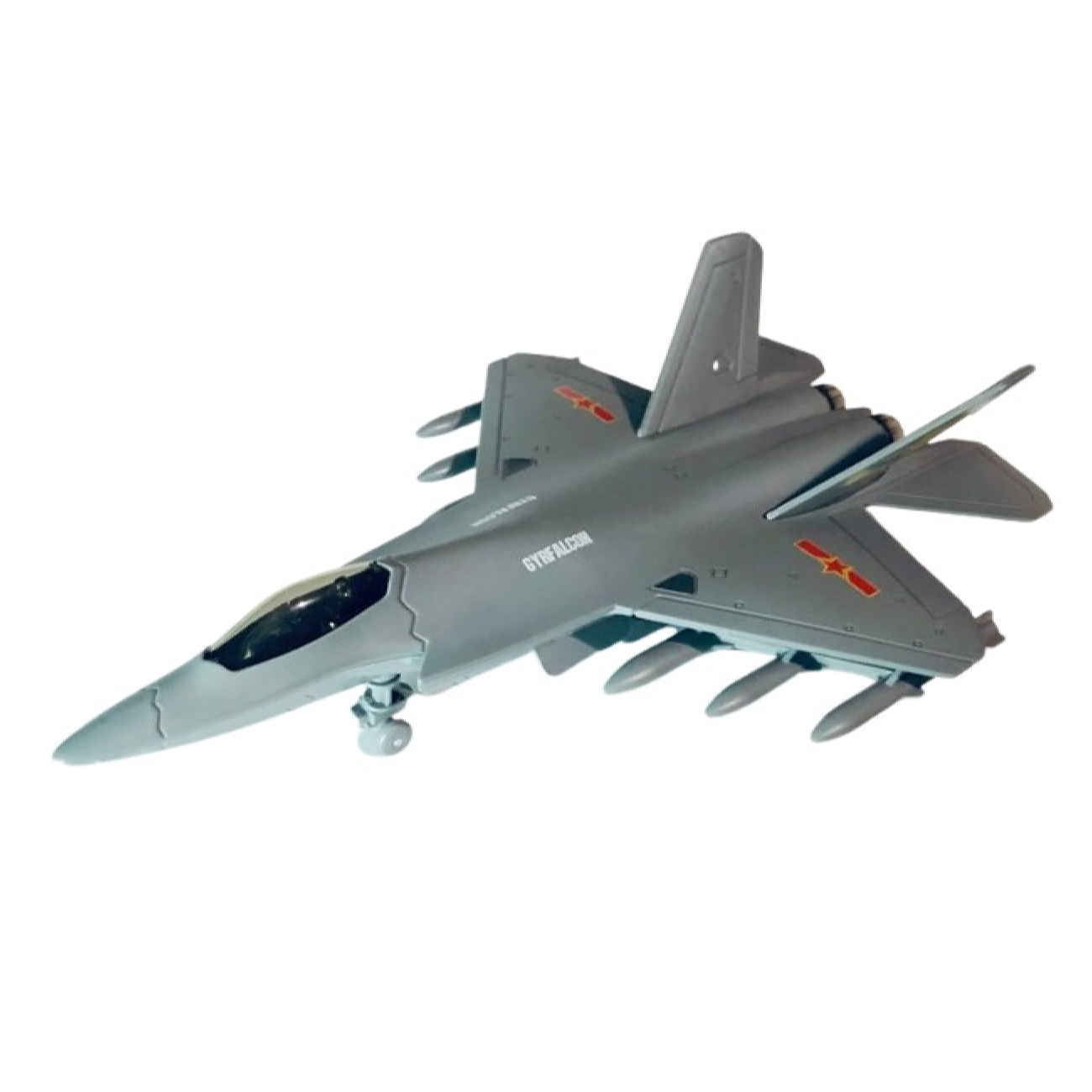 نموذج طائرة مقاتلة Stealth J-35 – قطعة تزيينية مع أضواء LED حمراء وزرقاء ومؤثرات صوتية