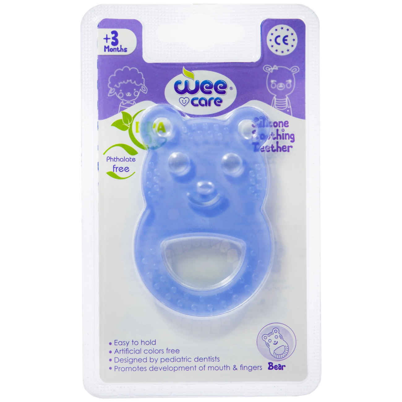 لعبة عض الأسنان Wee Care للأطفال – ناعمة، خالية من BPA وسهلة الإمساك