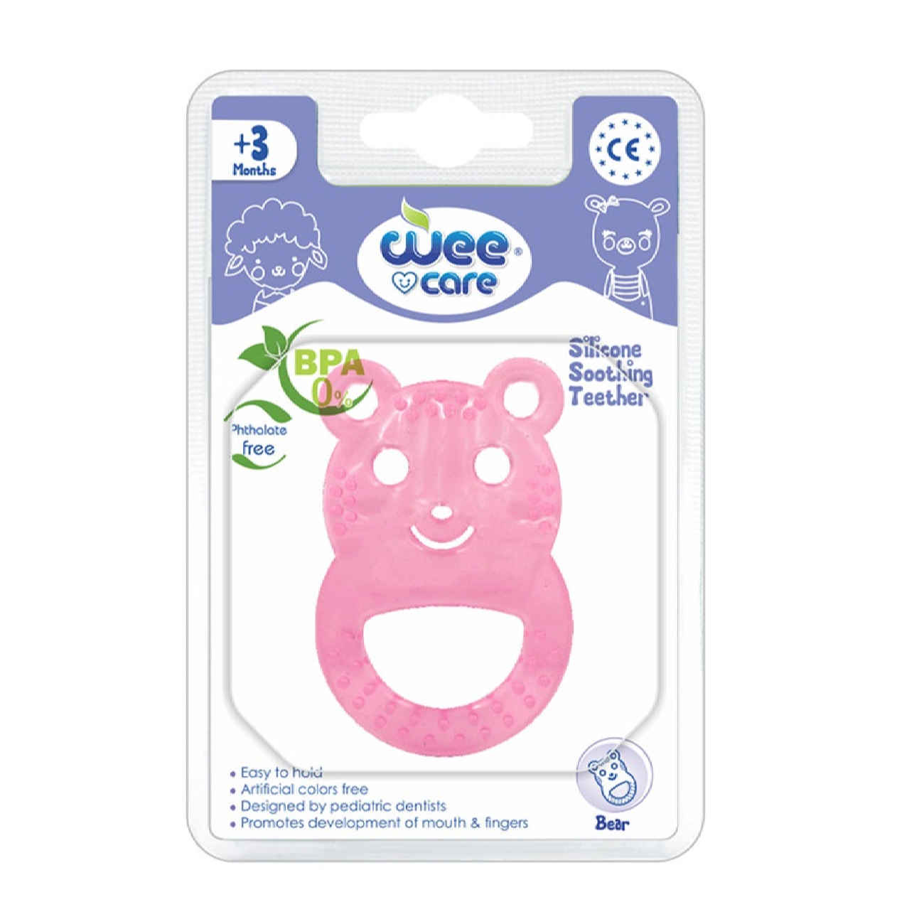 لعبة عض الأسنان Wee Care للأطفال – ناعمة، خالية من BPA وسهلة الإمساك