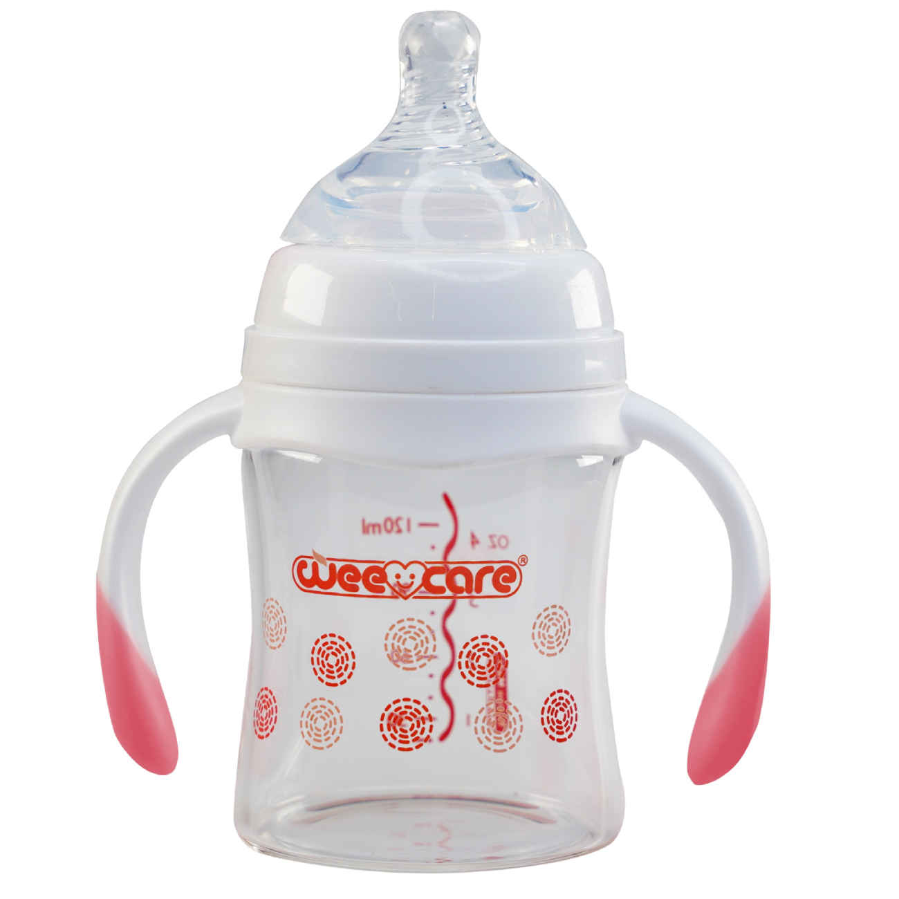 رضاعة أطفال بايركس بفوهة عريضة Wee Care مع مقابض – 120 مل